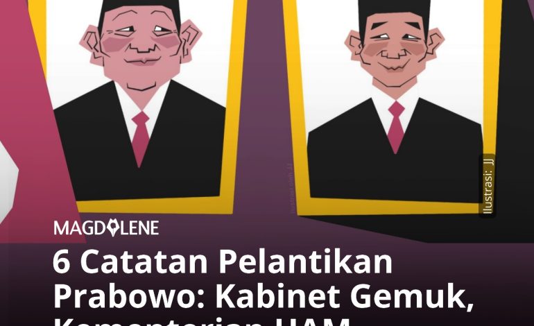 6 Catatan Pelantikan Prabowo: Kabinet Gemuk, Kementerian HAM, hingga Bobby Kucing